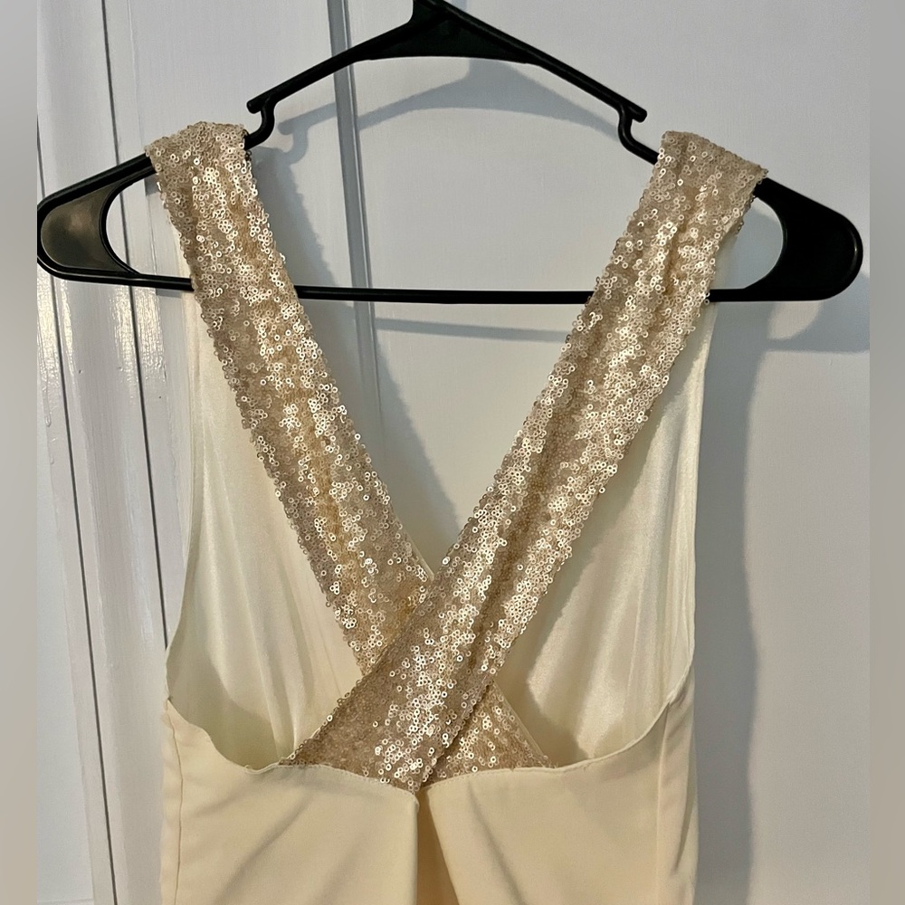Cream/Off White Mini Dress with Gold Sequin Back